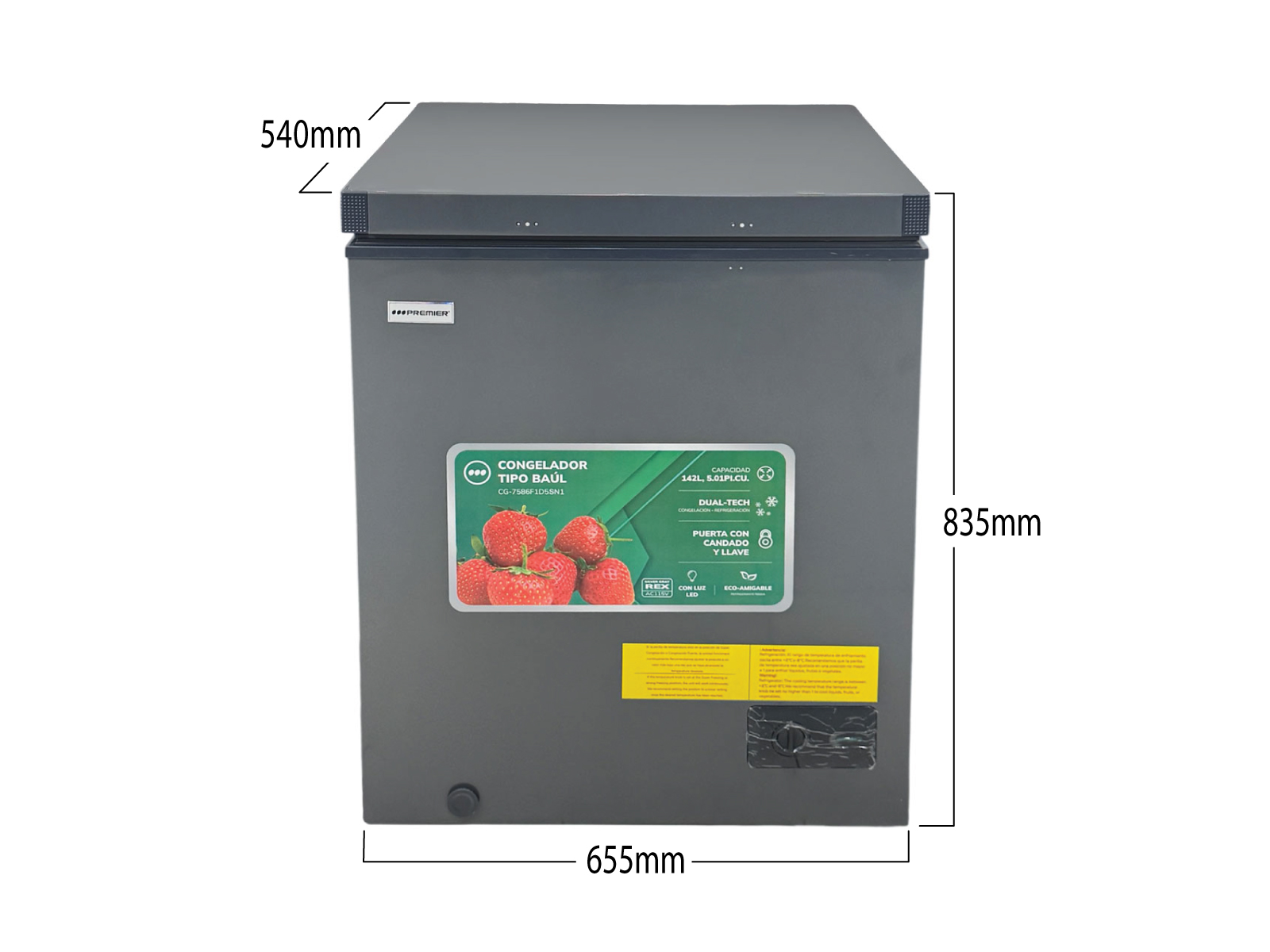 Imagen de producto Congelador tipo baul 142l/5.01pc, gris plateado-carpa 2