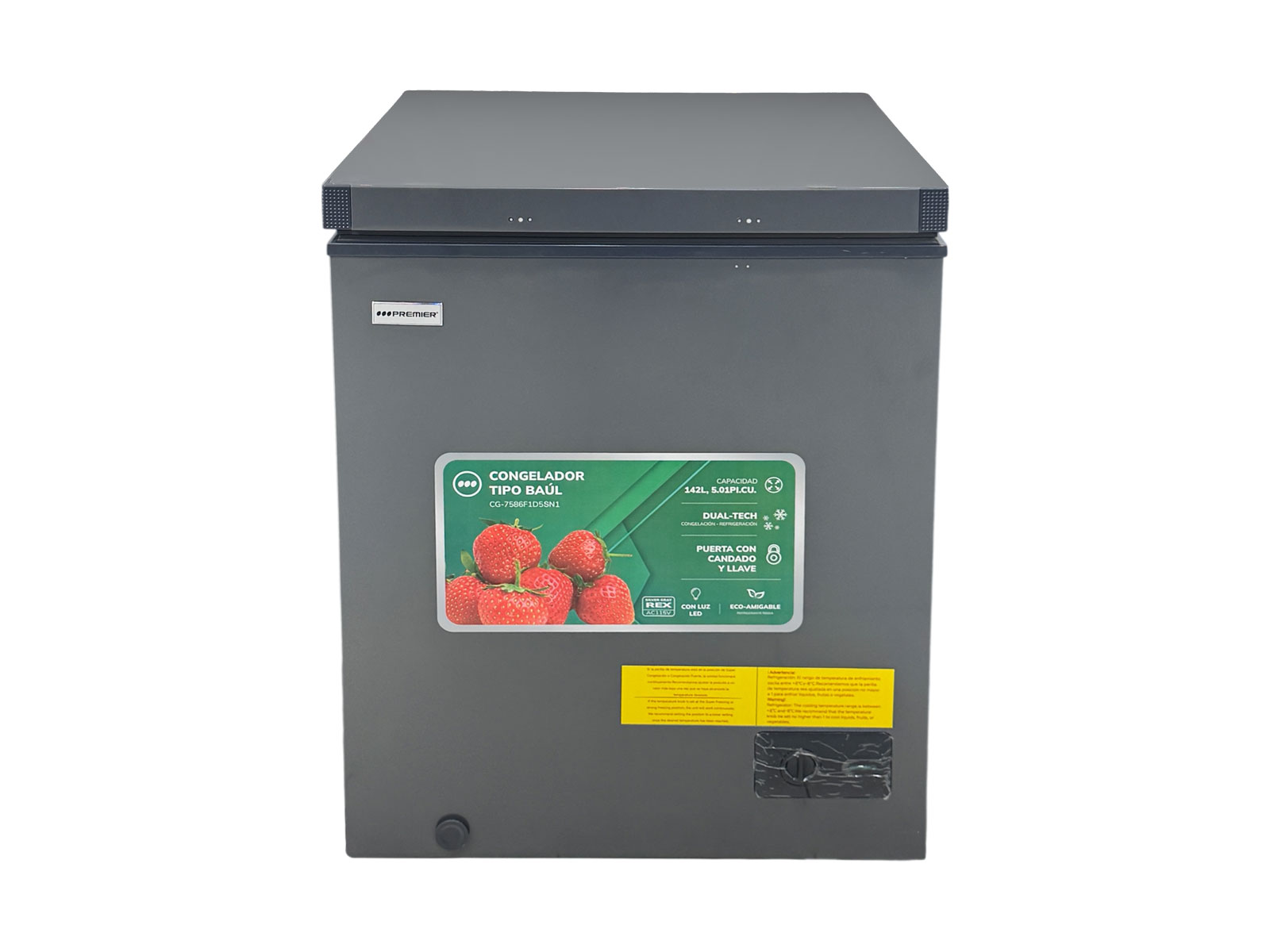 Imagen de producto Congelador tipo baul 142l/5.01pc, gris plateado-relieve 1