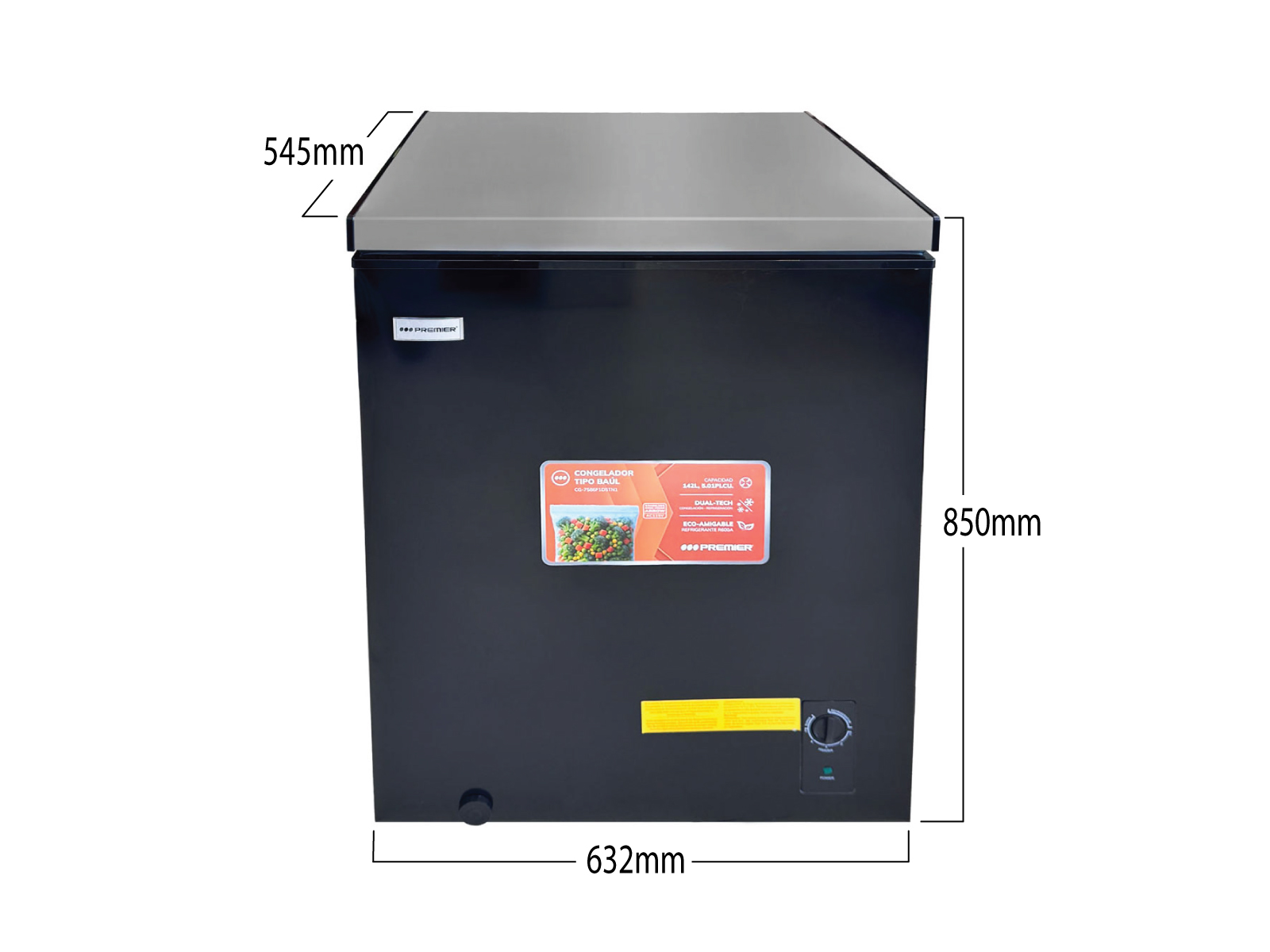 Imagen de producto Congelador tipo baul 142l/5.01pc, acero inoxidable 3