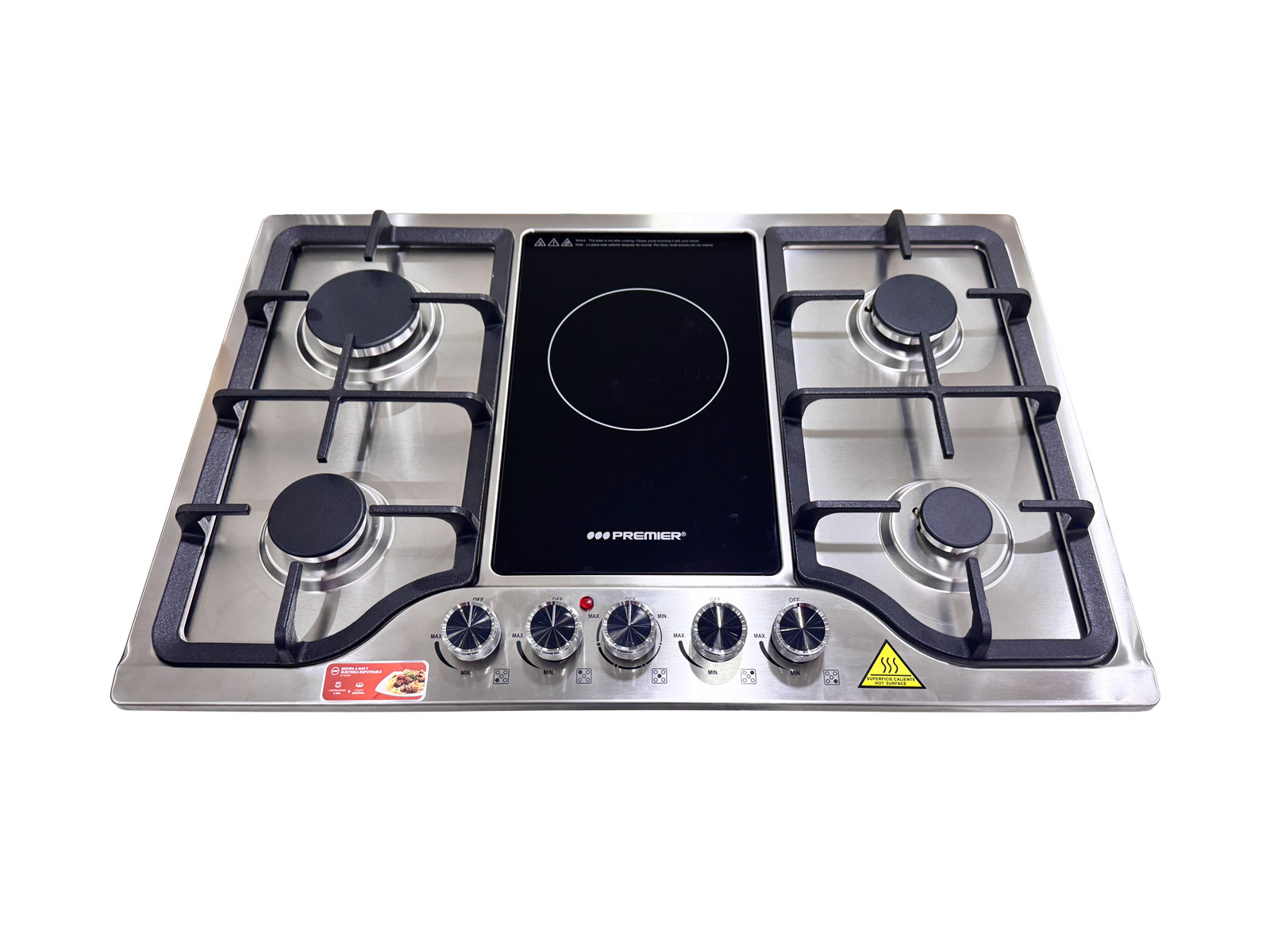 Imagen de producto Estufa a gas empotrable con 4 puestos + 1 placa eléctrica 0