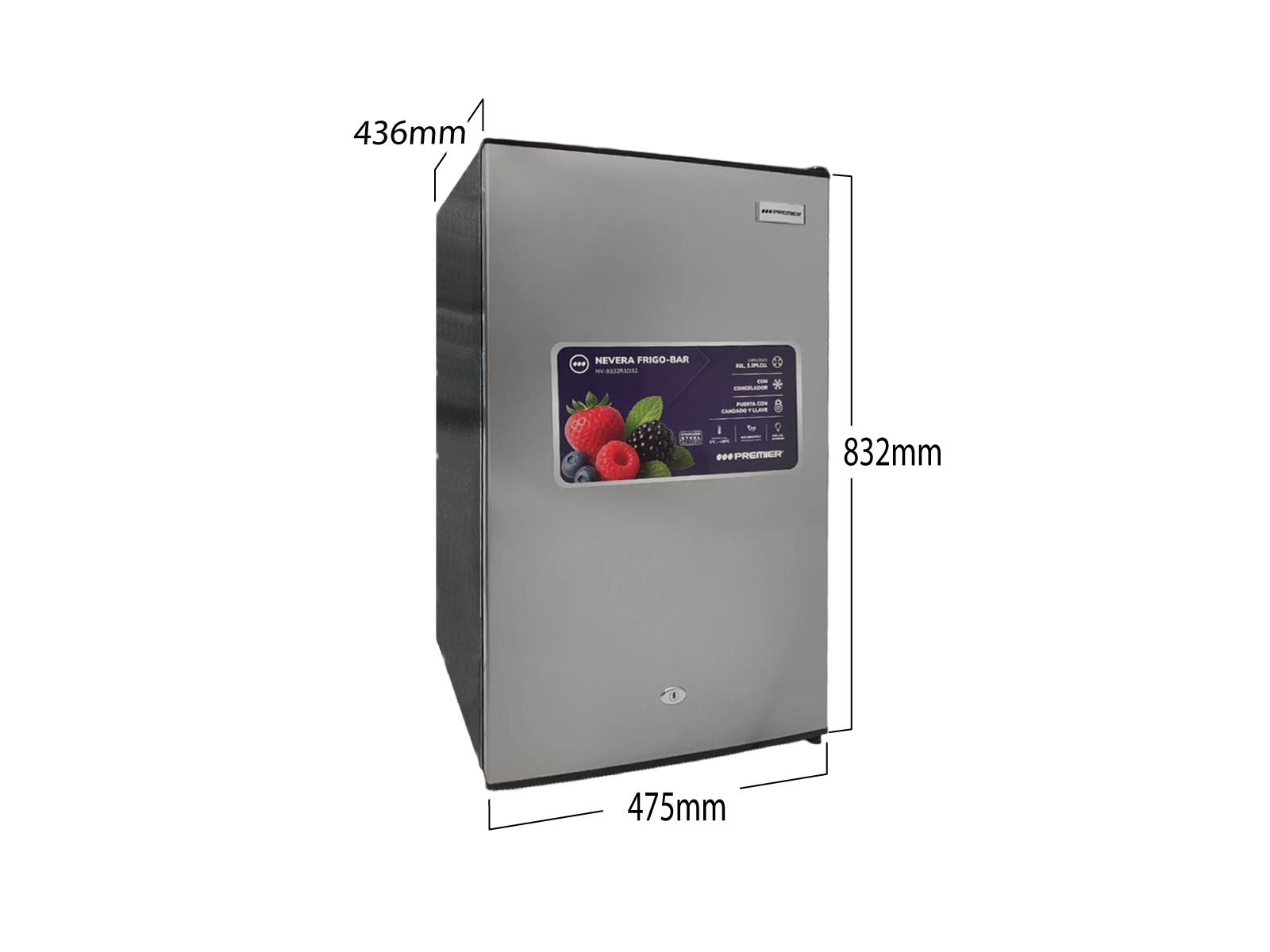 Imagen de producto Nevera 92l/3.2p.c (f), acero inoxidable 5
