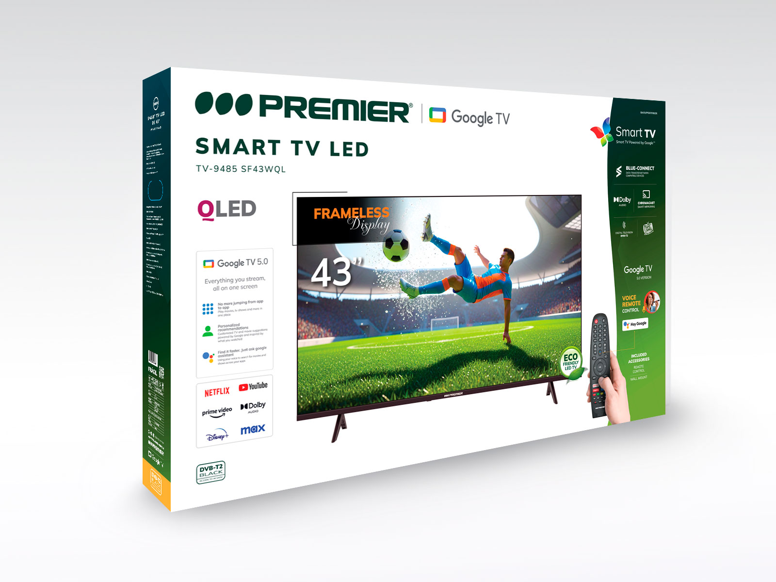 Imagen de producto Tv 43” qled smart c/dvb-t2, google 5.0, sm, 1 c/r voz 2
