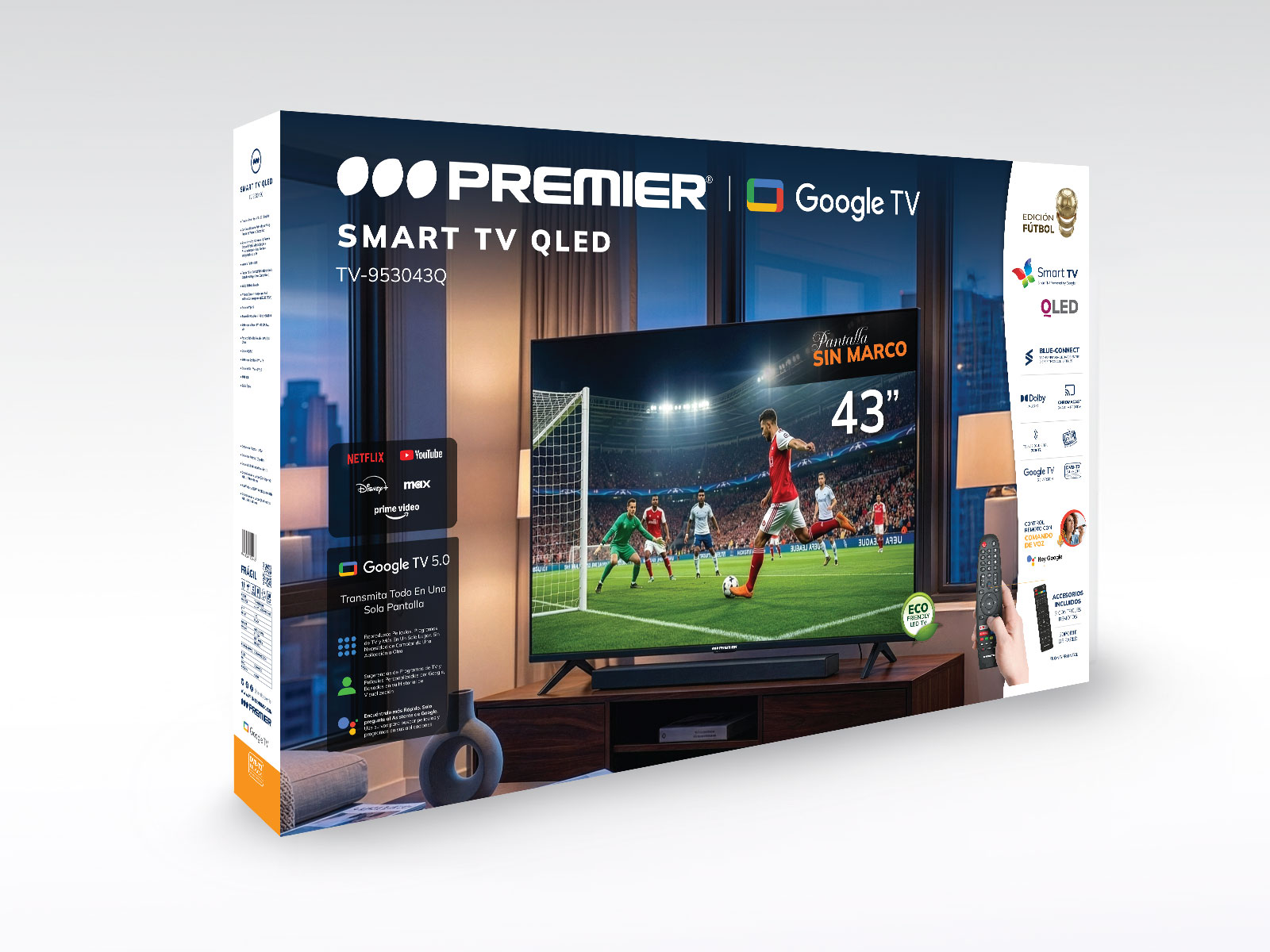 Imagen de producto Tv 43” qled smart c/dvb-t2, google, sm, c/cr voz 3