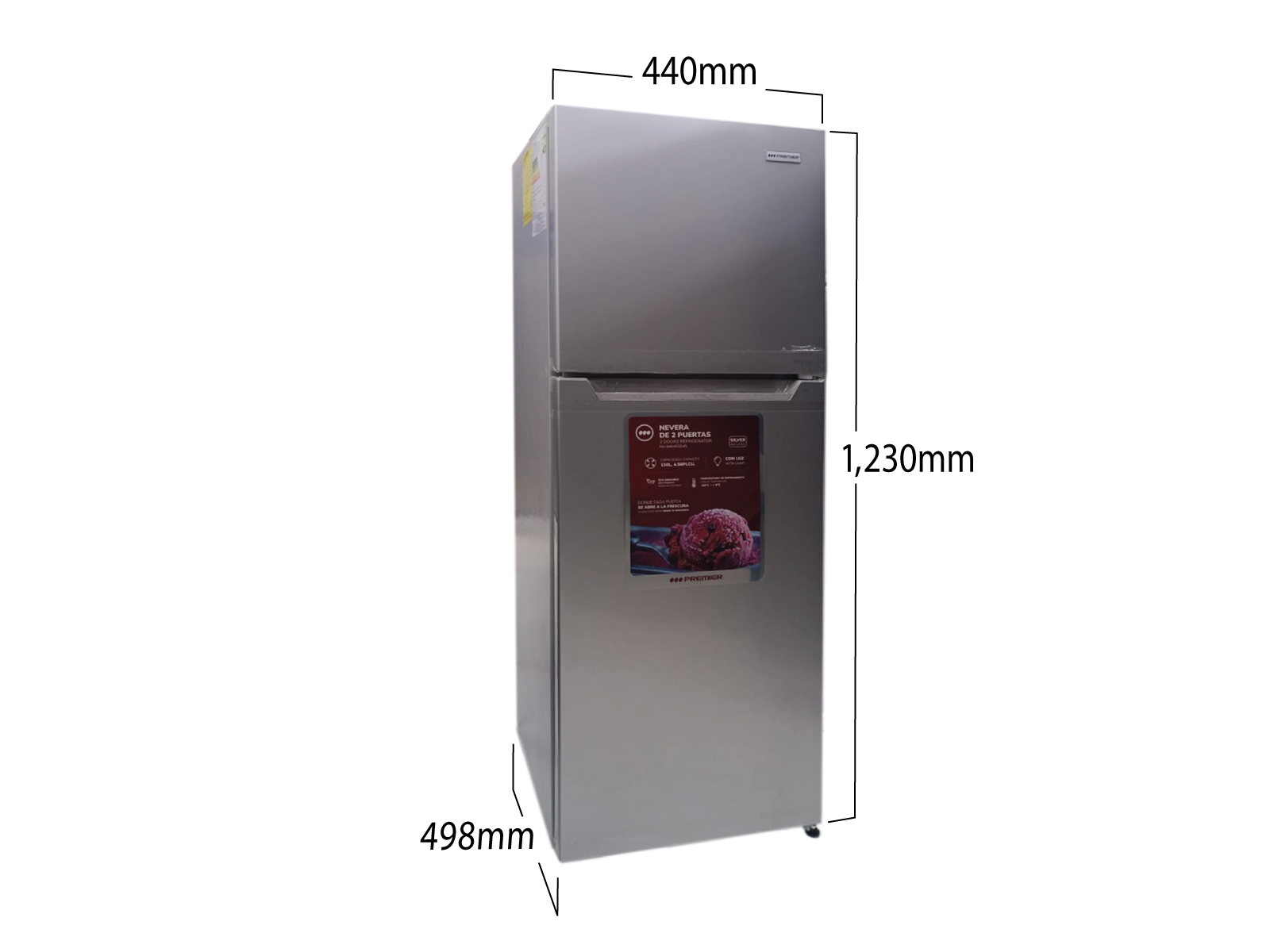 Imagen de producto Nevera 130l/4.58pc (f) plateado 2