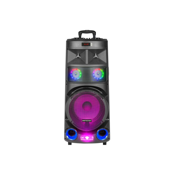 Imagen del producto Bocina 12” rec/fm/usb/tf/bt/aux/mic/tws c/ruedas, control usb, mic inalambrico