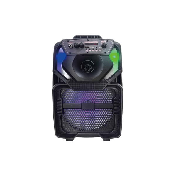 Imagen del producto Bocina 8” rec/fm/bt/usb/sd/aux/mic/tws c/cr y mic alambrico